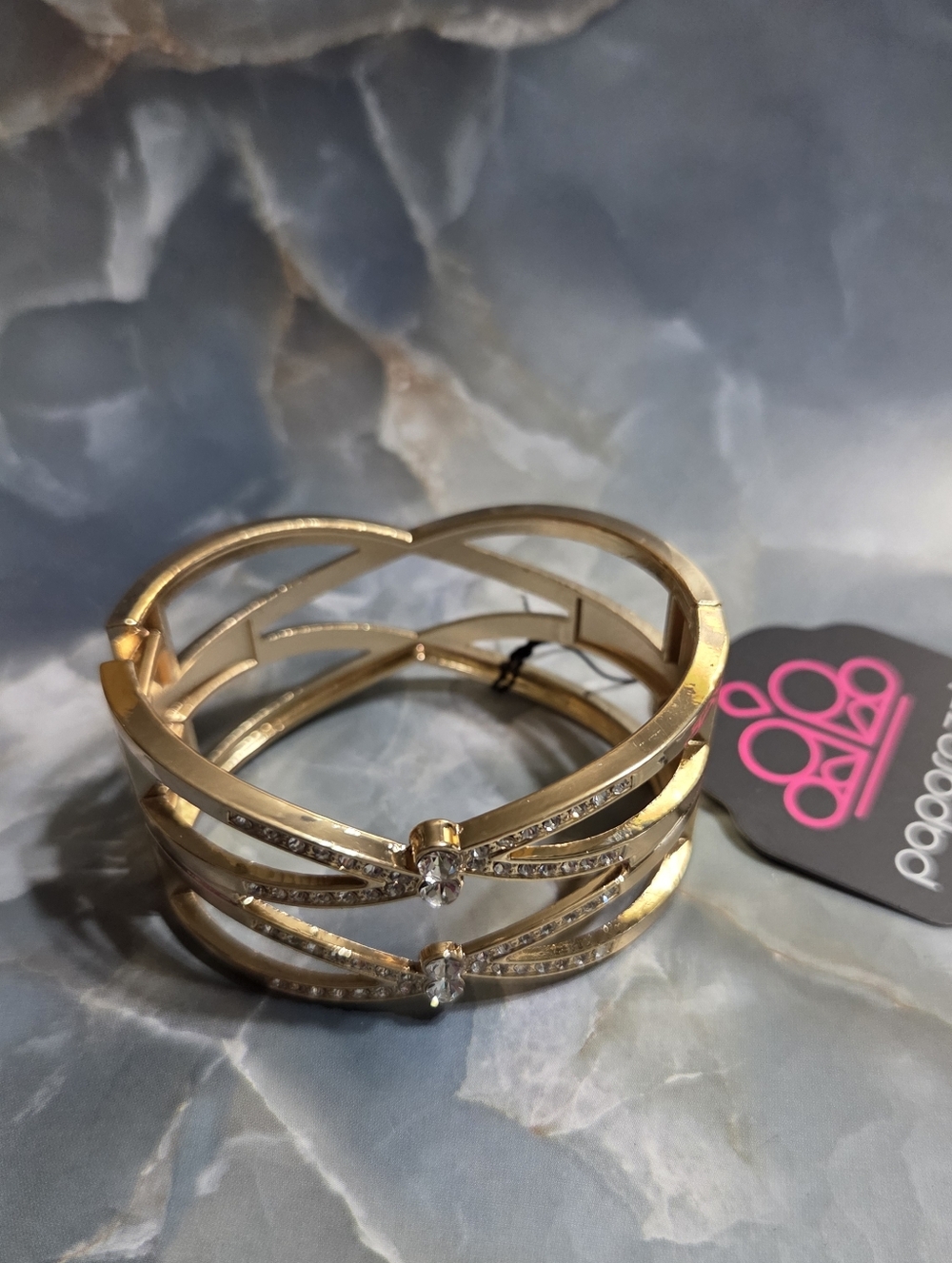 paparazzi Gold Crystal Bow Stackable Bangle Bracelet